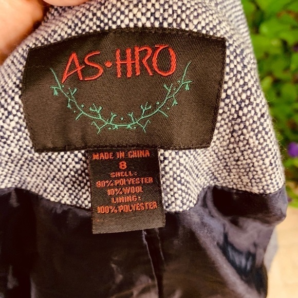 Ashro Women’s Tweed 5 Button Wool Blend Gray/Black Blazer Size 8 - Picture 10 of 13